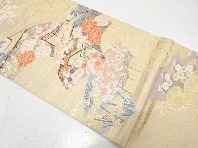 王朝華扇文織り出し　袋帯